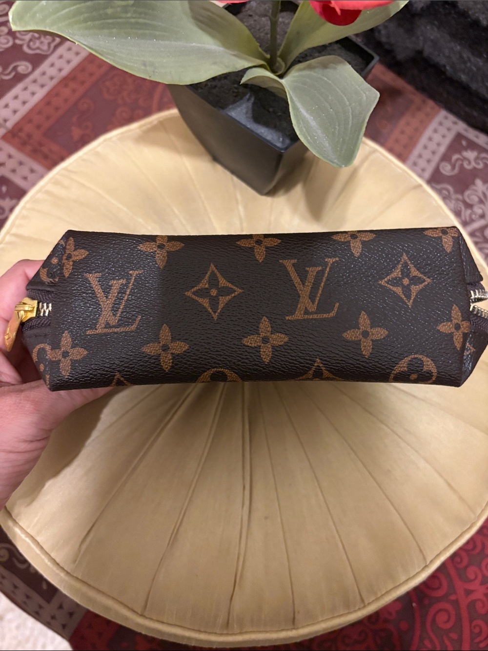 NWT Brown Monogram Half-Moon Cosmetic Pouch - Picture 7 of 9